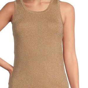 Alfani Ribbed Knit Metallic Scoop Neck Sweater Size L